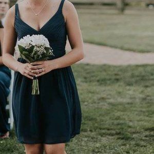 David's Bridal Navy Bridesmaid Dress
